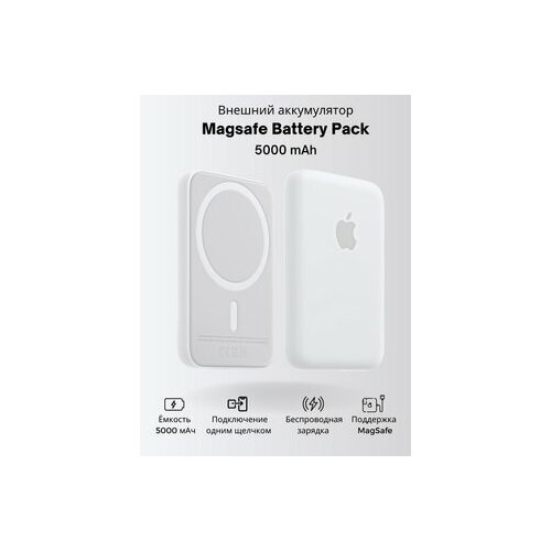 Портативный Внешний Магнитный Аккумулятор Battery Pack Magnetic 5000 mAh для iPhone 11121314 Белый 92500₽