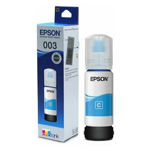 Чернила EPSON 003 (C13T00V298) для СНПЧ EPSON L3210/L3216/L3218, голубые, оригинальные мфу epson ecotank l3210 c11cj68401 403 405 501 517