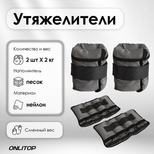 Утяжелители ONLYTOP со сменным весом 2 шт 2 кг цвет микс 1494₽