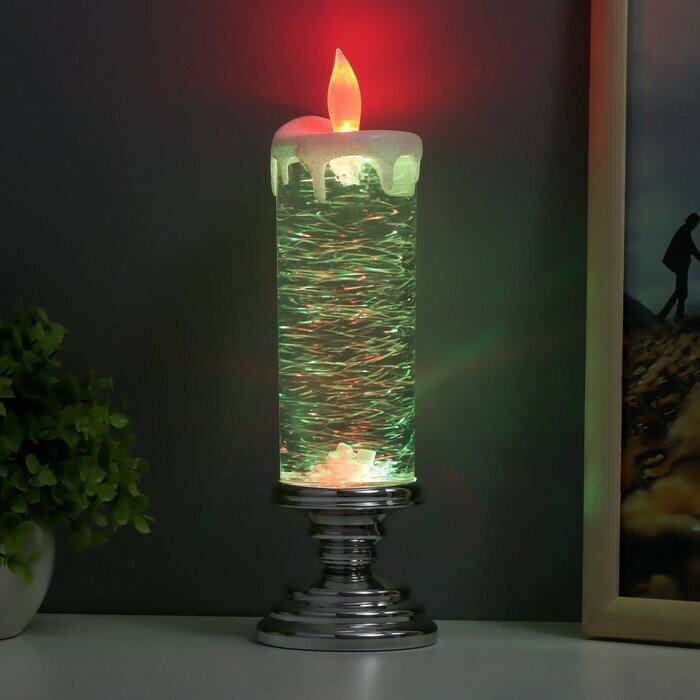 Лава-лампа"Морозная свеча" LED от батареек 3хАА USB серебро 7х7х28см Risalux 9559536 . - фотография № 4