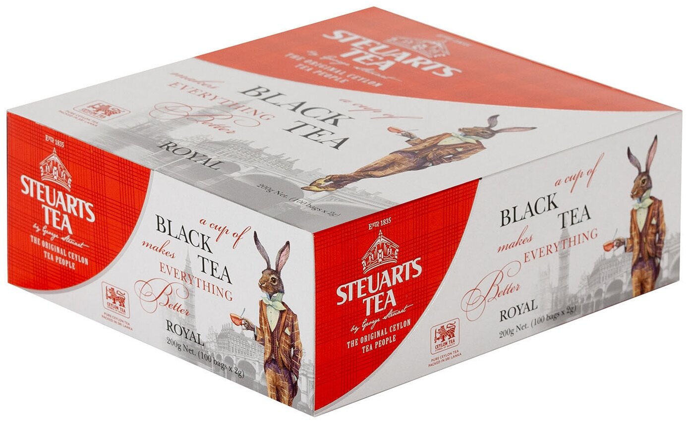 Чай Steuarts Royal Black Tea, черный, в пакетиках, 100шт - фотография № 1