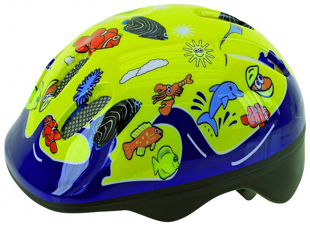 Шлем . детский/подростк. 5-731076 с сеточкой 6 отверстий 52-56см SEA WORLD/желтый M-WAVE