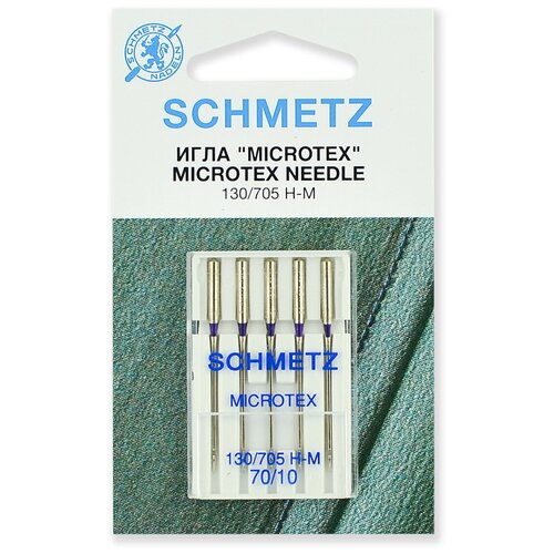 фото Игла/иглы schmetz microtex 130/705 h-m 70/1о особо острые, серебристый, 5 шт.
