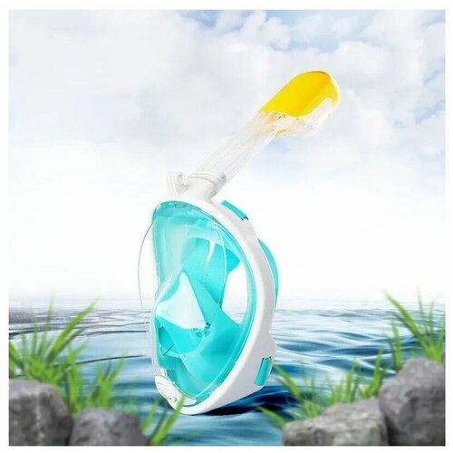 Маска для плавания / снорклинга / дайвинга на всё лицо с трубкой и креплением для экшн-камеры L/XL, зеленый