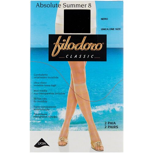 фото Капроновые гольфы filodoro classic absolute summer 8 den, 2 пары, размер one size, nero