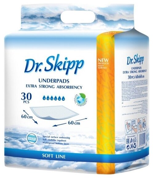 Одноразовая пеленка Dr. Skipp Soft Line 60х60, 30 шт.