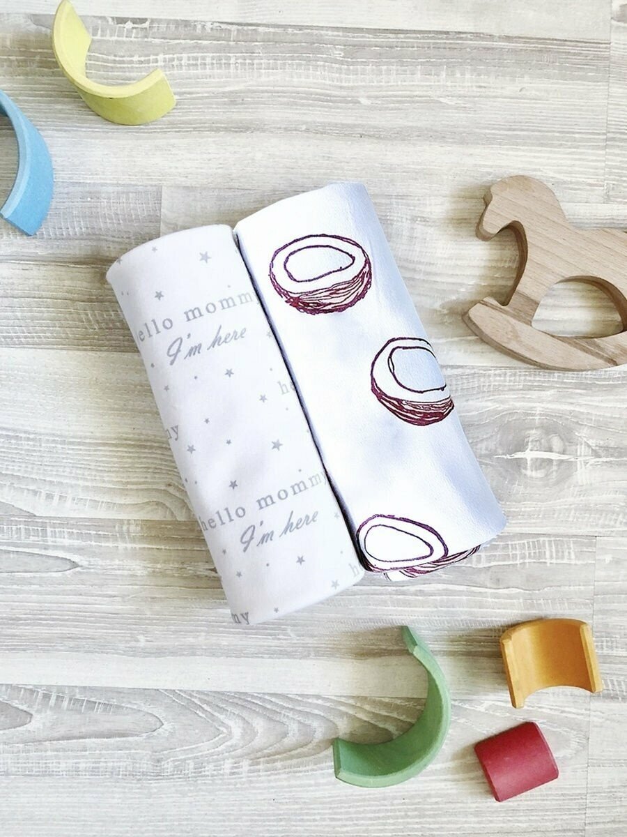Сет из 2х пелёнок Mjolk Кокосы/Hello mommy (80см*80см)