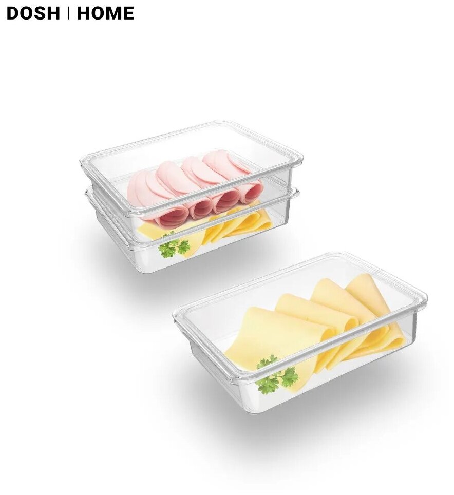 Органайзер для холодильника DOSH HOME ALIOT набор контейнеров для продуктов 3 предмета