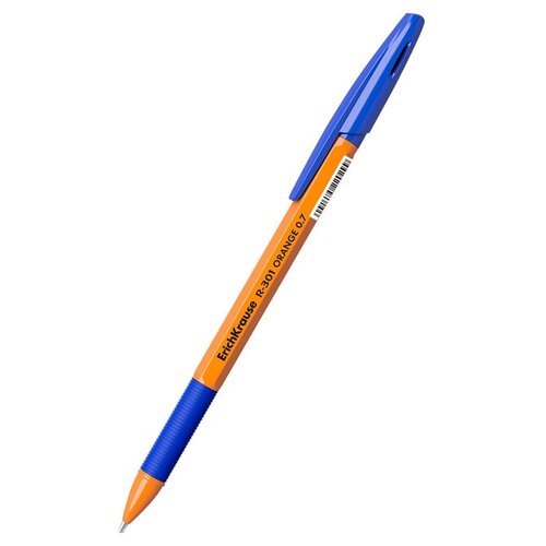 ErichKrause Ручка шариковая R-301 Orange Stick&Grip, 0.7 мм, 43194, синий цвет чернил, 1 шт.