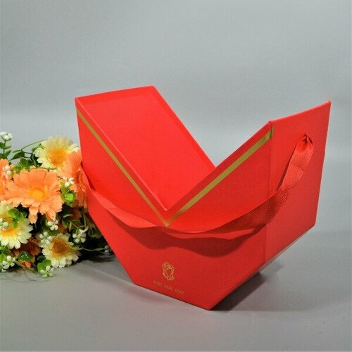 Кашпо Коробка для цветов 22,5х14х20,5 gust for you картон красный