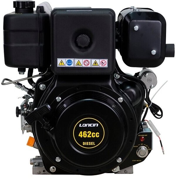 Двигатель дизельный Loncin Diesel D460FD (10.5л. с 462куб. см вал 25мм ручной и электрический старт катушка 5А)