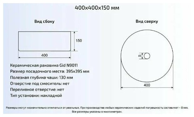 Раковина-чаша CeramaLux - фото №19