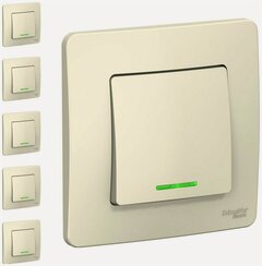 Изображение товара Выключатель Systeme Electric Blanca одноклавишный с индикацией молочный (комплект из 5 шт)