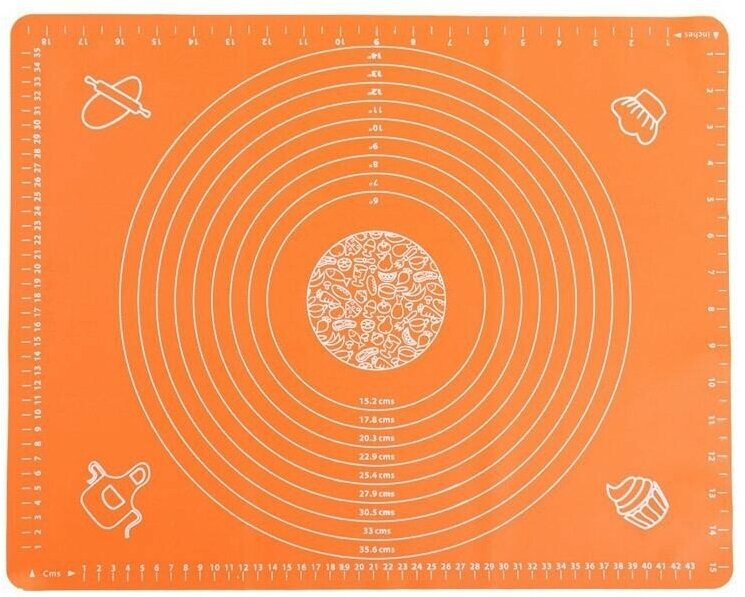 Силиконовый коврик для раскатывания теста, 65х45 см, оранжевый