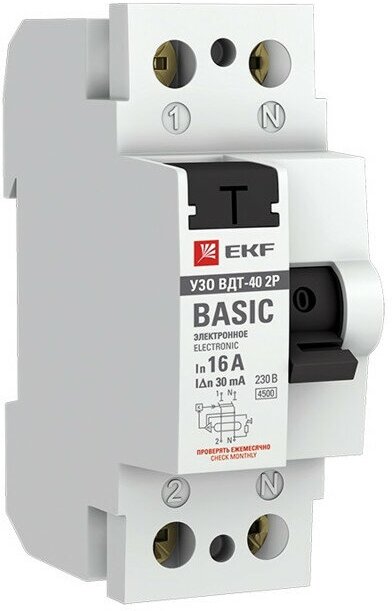 Устройство защитного отключения EKF Basic ВД-40 2P 16А/30мА электронный