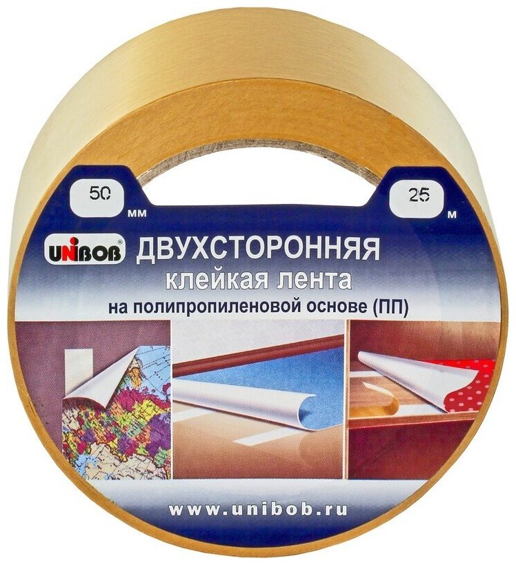 Клейкая лента монтажная UNIBOB 28212, 50 мм x 25 м