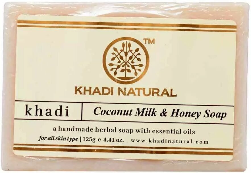 Мыло Коксовое молоко и Мёд Coconut milk & Honey soap Khadi Natural ручной работы