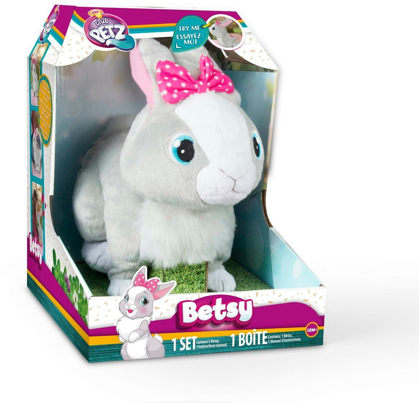 Игрушка интерактивная IMC Toys Club Petz Кролик Betsy интерактивный , реагирует на голос, прыгает и