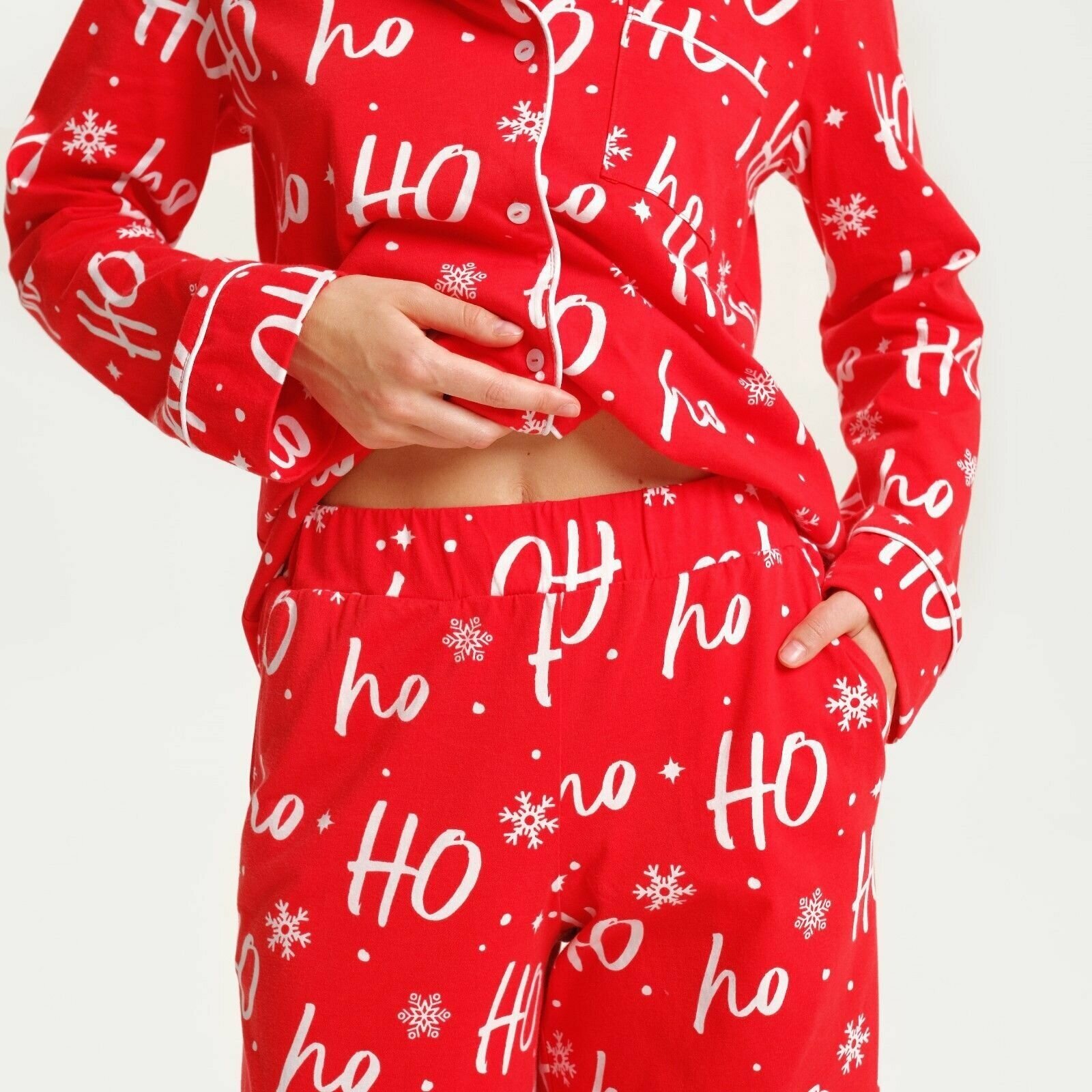 Пижама новогодняя женская (рубашка и брюки) KAFTAN ХоХо, размер 44-46 - фотография № 5
