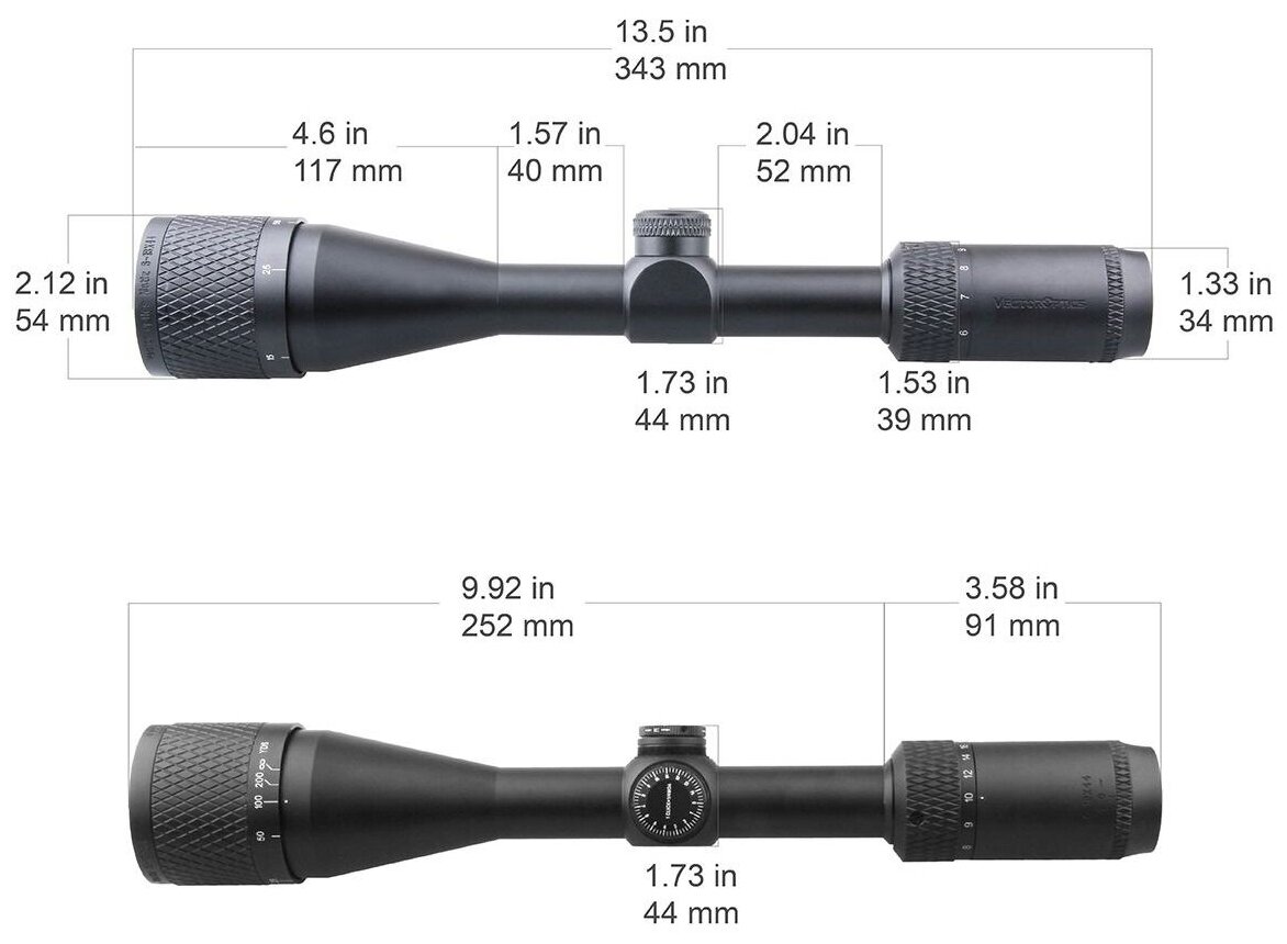 Оптический прицел Vector Optics Matiz 6-18x44 AO, сетка 22LR Rimfire, 25,4 мм, азотозаполненный, без подсветки (SCOL-28)