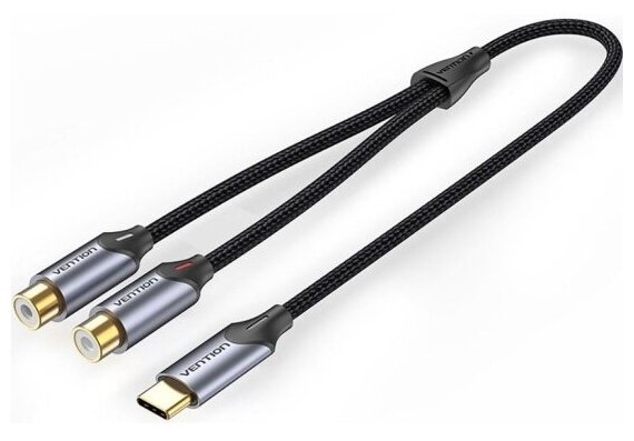 Переходник-разветвитель Vention гибкий USB-C M/2RCA F - 1м