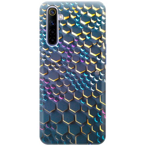 фото Re:pa накладка transparent для realme 6 с принтом "графитовые соты"