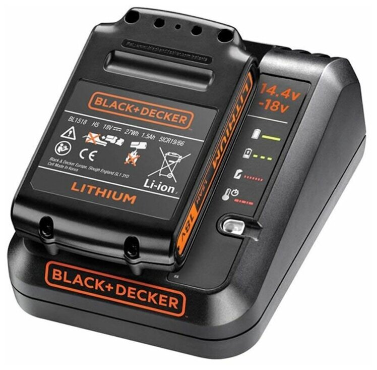 Black&Decker Быстрое заряд устройство 18В + аккумулятор 18В, 1.5Ач BDC1A15