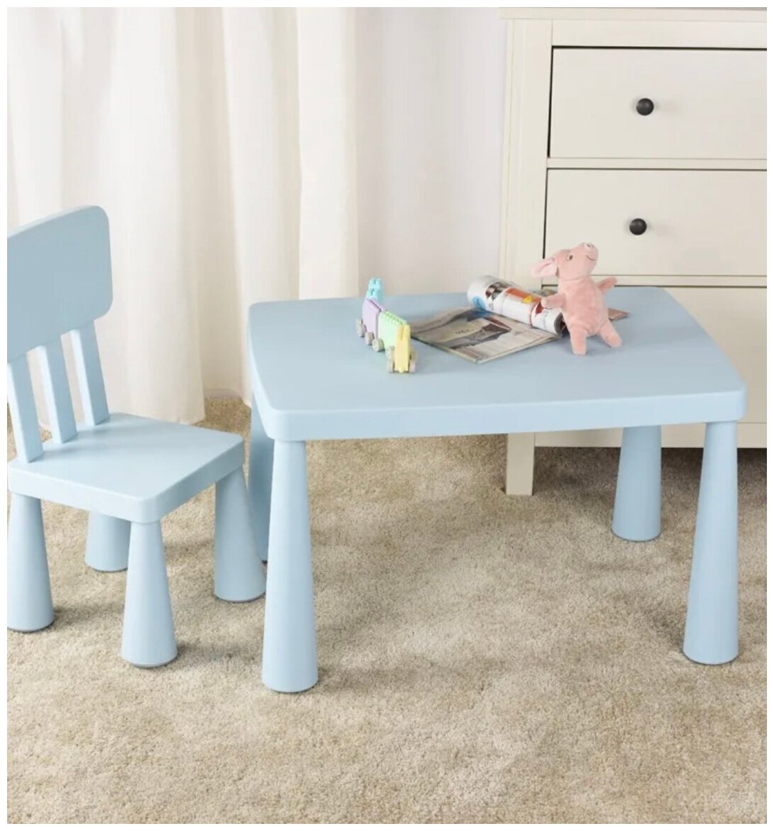 Комплект детский стол и стул, набор мебели для детской стол и стул , для ребенка , голубой