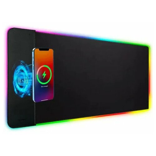 Коврик для мыши игровой XXL 800х300х6 мм RGB Choetech с QI зарядкой для телефона 15Вт T543-F 1880₽
