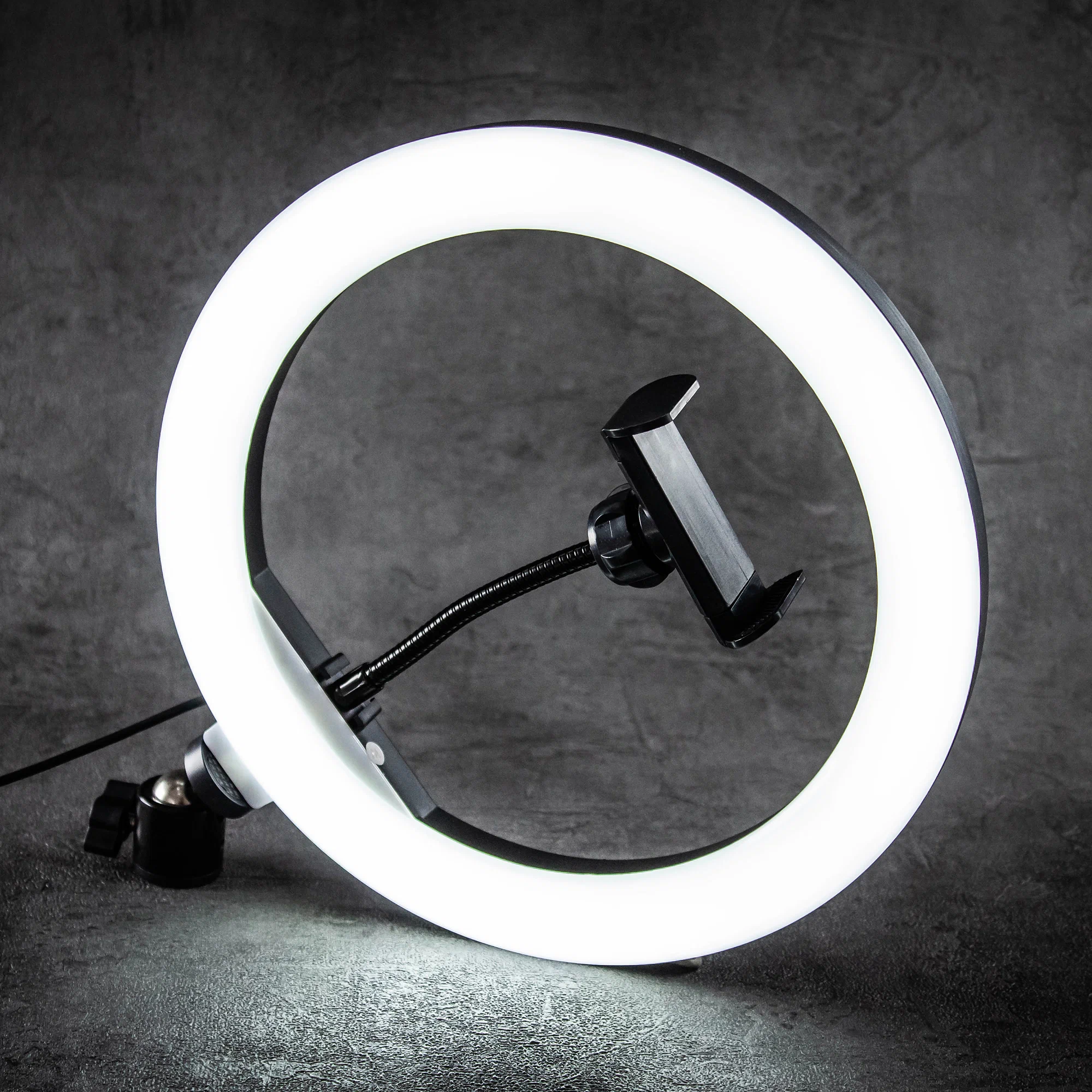 Кольцевая лампа со штативом для телефона и фотоаппарата, WALKER, WLR-2610, 26см, LED лампа белого света для селфи, кольцо для фото и видео, осветитель