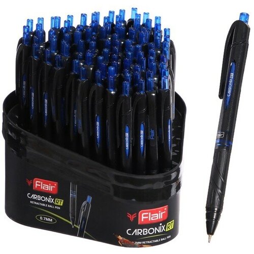 Ручка шариковая автоматическая Flair. CARBONIX RT, узел 0.7 мм, карбоновый корпус, чернила синие(100 шт.)