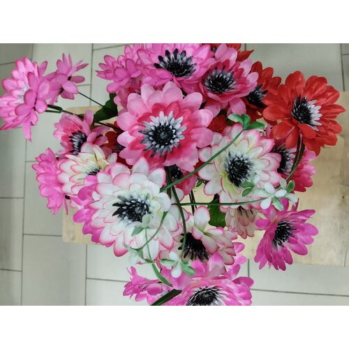 Гербера-искусственный букет, набор 7 шт, цвет-разноцветный.