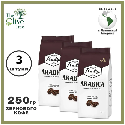 Кофе в зернах Paulig Arabica, Паулиг 100% арабика, 250 гр. х 3 шт.