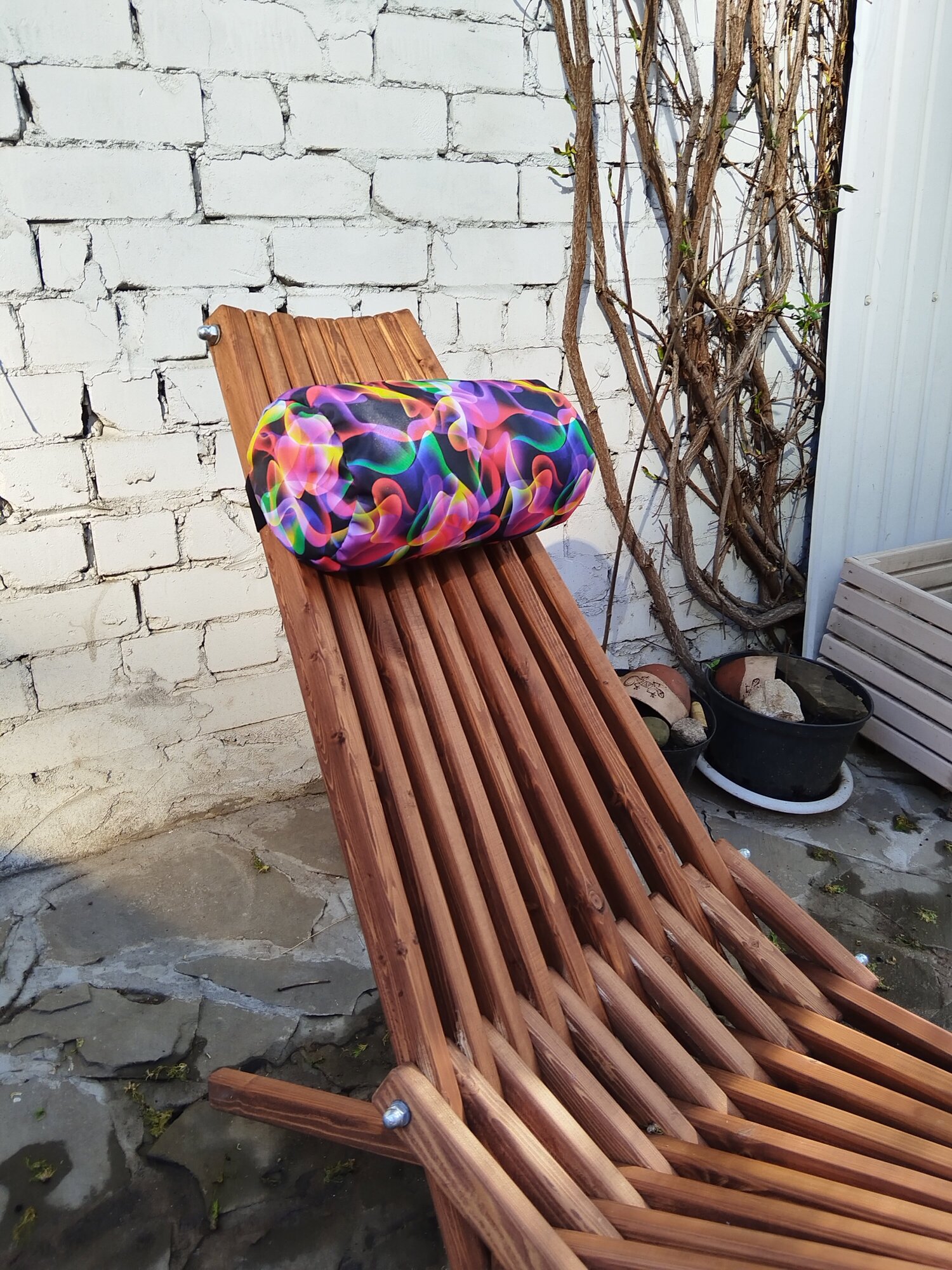 садовое кресло, садовый стул, шезлонг складной кентукки, цвет махагон, 85*50 см. + подарок подушка валик - фотография № 2