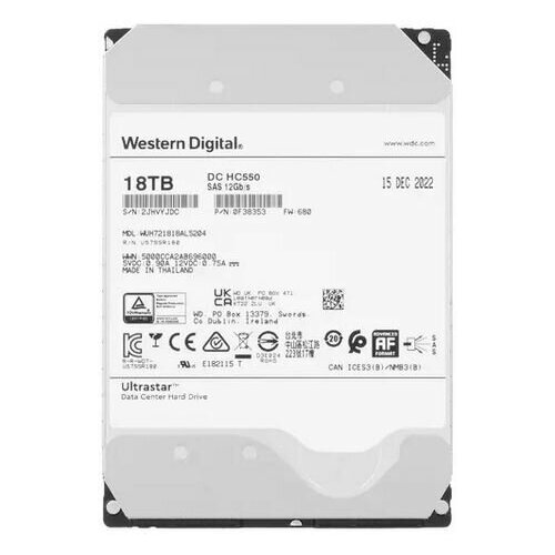 LFF 35 18 ТБ Серверный HDD WD Ultrastar DC HC550 WUH721818AL5204 3839100₽