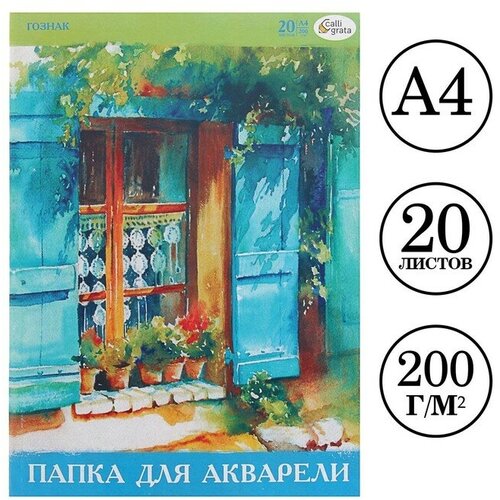 Папка для акварели А4 20 листов бумага спбф гознак 200 г/м²