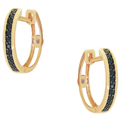 Серьги Крымский ювелирный завод, красное золото, 585 проба, фианит, красный, золотой