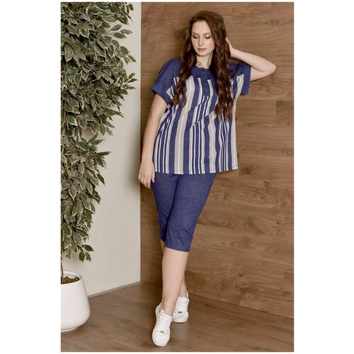 фото Костюм женский "слова" (бриджи), синий fashion freedom