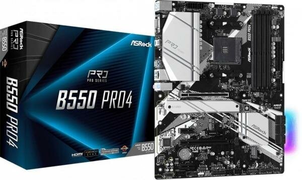 Материнская плата ASRock B550 Pro4 Socket AM4 AMD B550 4xDDR4 2xPCI-E 16x 2xPCI-E 1x 6 ATX Retail