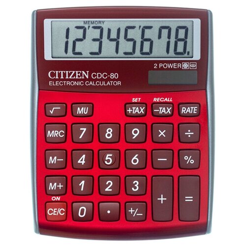 Калькулятор настольный Citizen CDC-80RDWB (8-разрядный) красный (CDC-80RDWB)