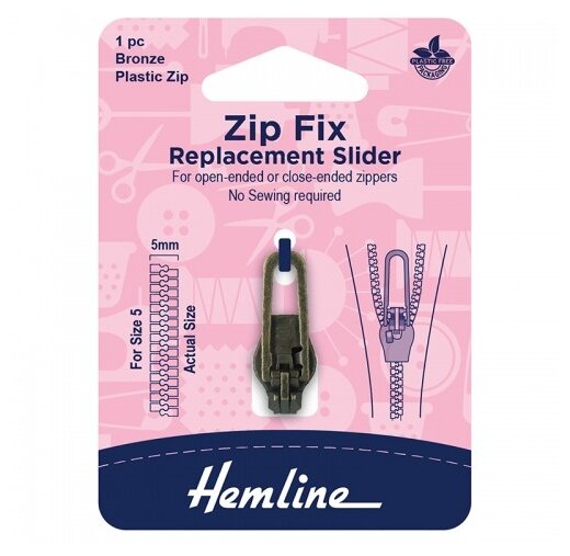 Сменный бегунок для пластиковых молний 3 x 1,1 x 0,8 см бронзовый HEMLINE 167.01.BR