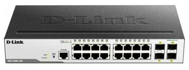 Коммутатор D-Link DGS-3000-20L/B1A 16G 4SFP управляемый