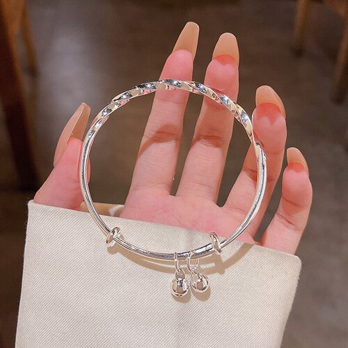 фото Жесткий браслет, 1 шт., размер 10 см, размер one size, диаметр 5.7 см, серебряный нет тб