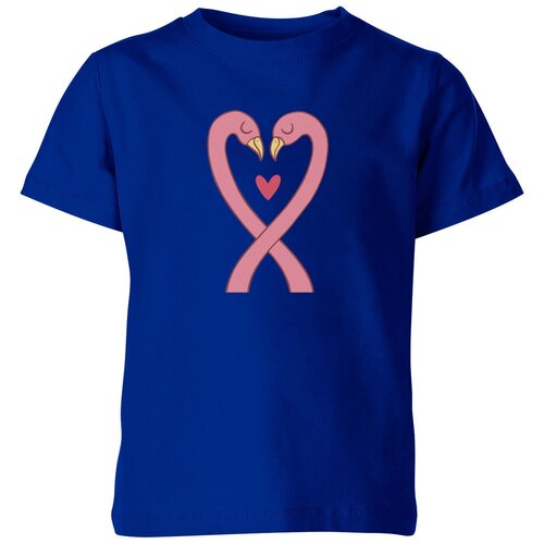 Футболка Us Basic, размер 4, синий детская футболка влюблённые фламинго сердце любовь 164 темно розовый