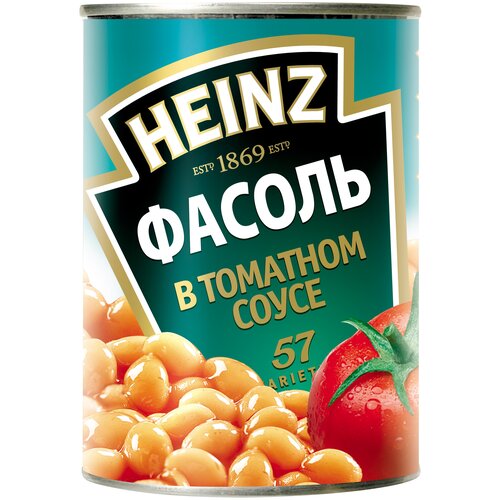 Фасоль Heinz белая в томатном соусе, жестяная банка, 415 г