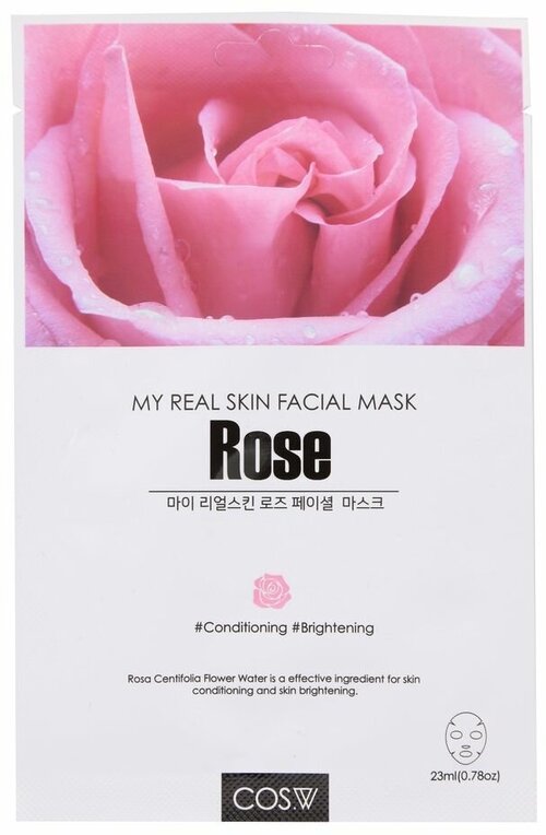 COS. W Тканевая маска с розой, 23 мл COS. W My Real Skin Rose Facial Mask