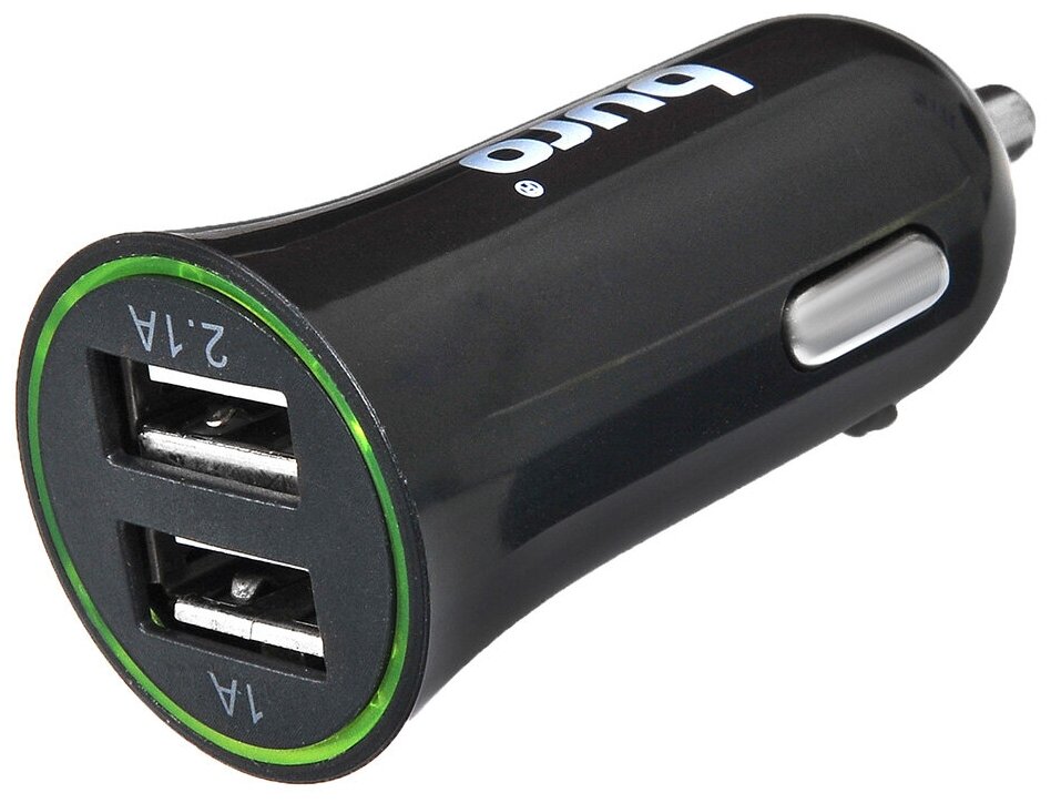 Автомобильное зарядное устройство BURO , 2xUSB, 2.1A, черный - фото №1