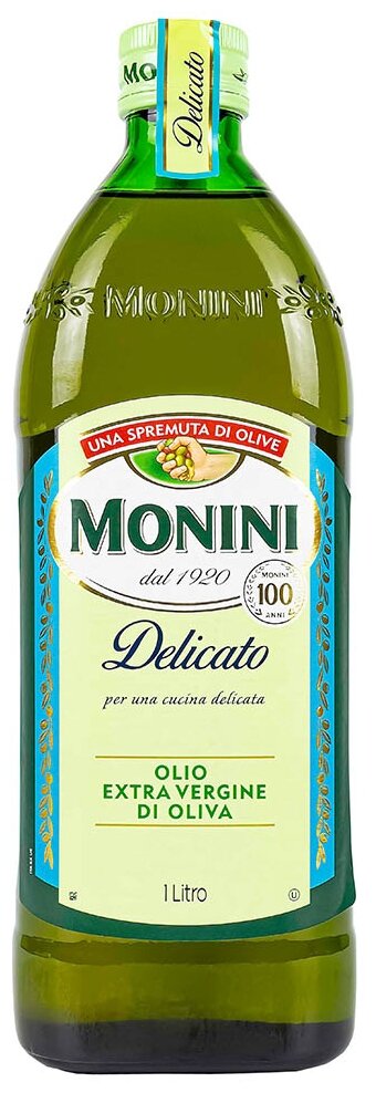 Оливковое масло Monini Extra Virgin Delicato нерафинированное высшего качества первого холодного отжима Экстра Вирджин, 1 л