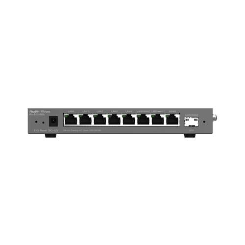 Маршрутизатор Reyee Desktop 9-port cloud management router , including 8 gigabit electrical ports and 1 gigabit SFP port , supports 1 WAN port , 5 LAN ports , and 3 LAN /WAN ports ; a maximum of 200 concurrent user (RG-EG209GS) ruijie reyee 5 port gigabit cloud managed router 5 gigabit ethernet connection ports support up to 2 wans 100 concurrent users 600mbps