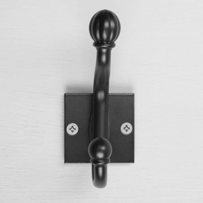 Крючок мебельный KMC007BL CAPPIO, двухрожковый, цвет черный - фотография № 4